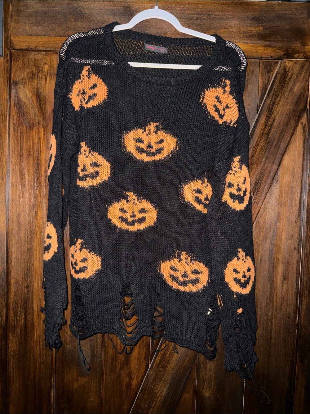 Black & Orange Halloween Pumpkin Knit Sweater